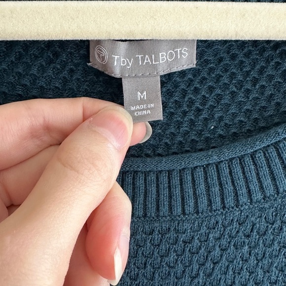 T By Talbots Teal Knit Striped Sweater, Turquoise/Purple/Navy Blue, Size Medium - Picture 7 of 15